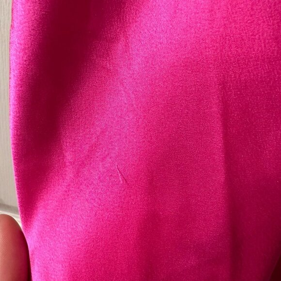 Japna | Hot Pink Sleeveless Satin Midi Slip Dress Side Slit Barbie Small S - Picture 9 of 10